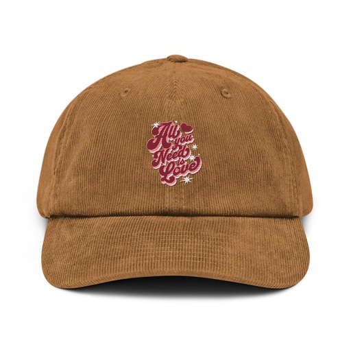 [ID: 532-G50] All You Need is Love - Retro Valentines Day Corduroy Hat