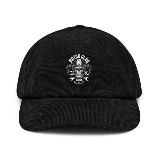 [ID: 532-G268] Born to Ride - Biker Club Skull  Corduroy Hat