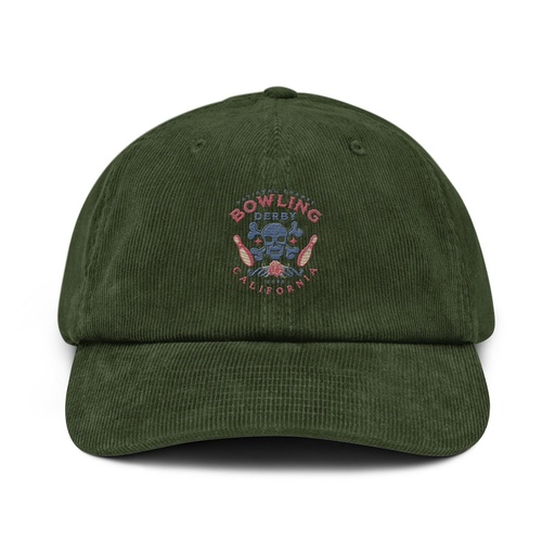 [ID: 532-G276] Bowling Derby Champs - Grunge Skull Corduroy Hat