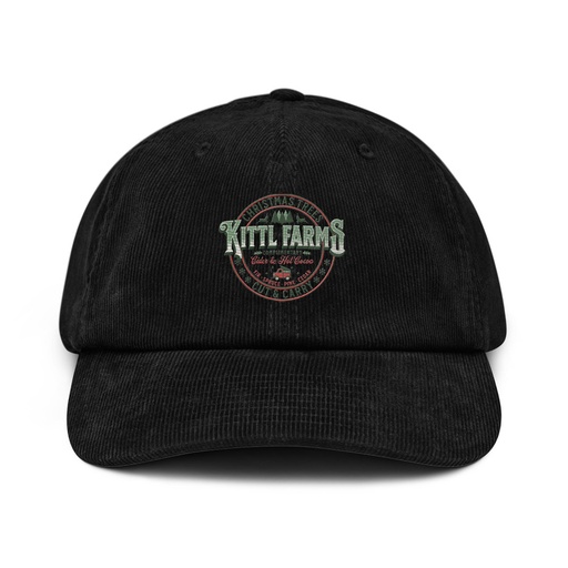 [ID: 532-G376] Christmas Tree Farm - Vintage Holiday Badge Corduroy Hat