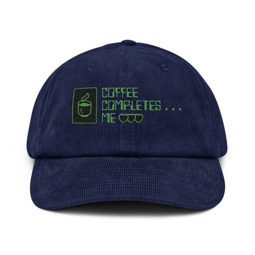 [ID: 532-G397] Coffee Completes Me - Neon Heart Corduroy Hat