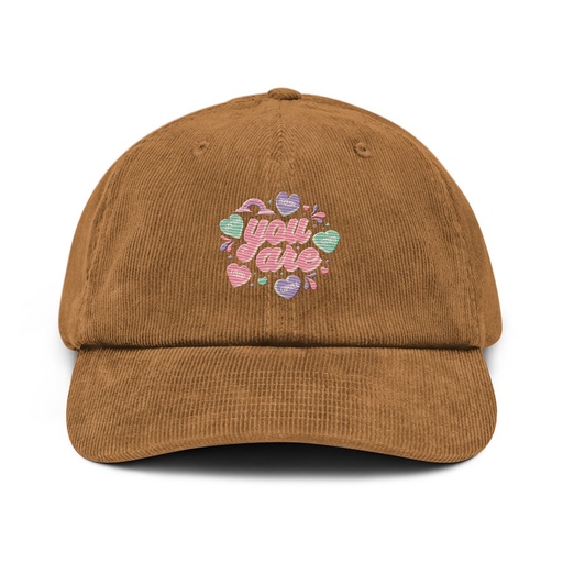 [ID: 532-G411] Colorful Self Love Affirmation - Heart Corduroy Hat
