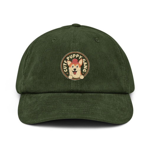 [ID: 532-G453] Cute Puppy Gang - Corgi Corduroy Hat