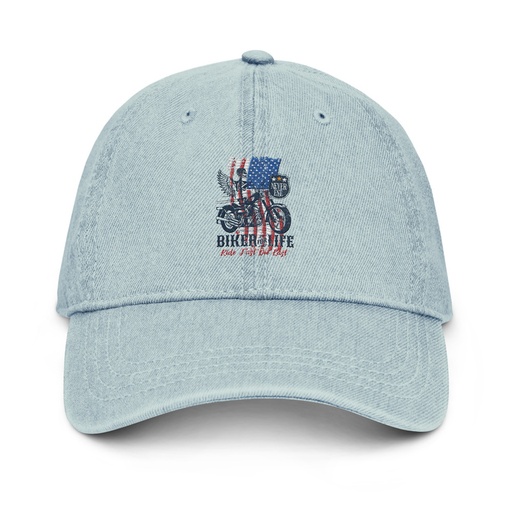 [ID: 463-G65] American Biker for Life Denim Hat