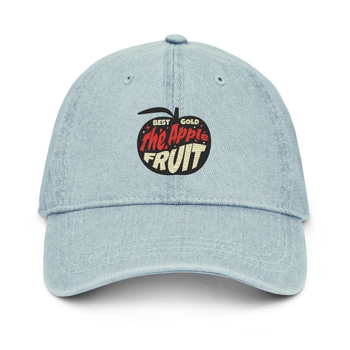 [ID: 463-G97] Apple Fruit - Typographic Lettering Denim Hat