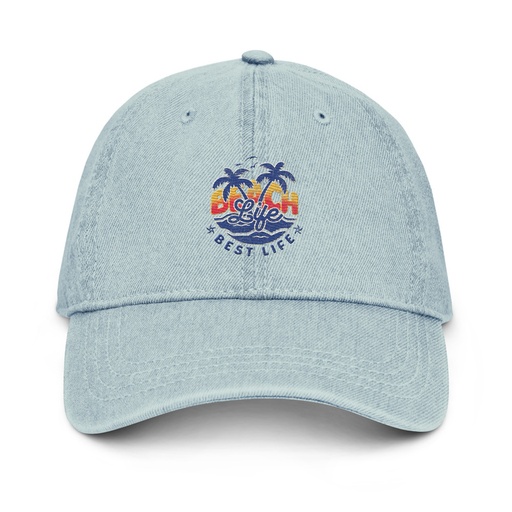 [ID: 463-G168] Beach Life Best Life Denim Hat