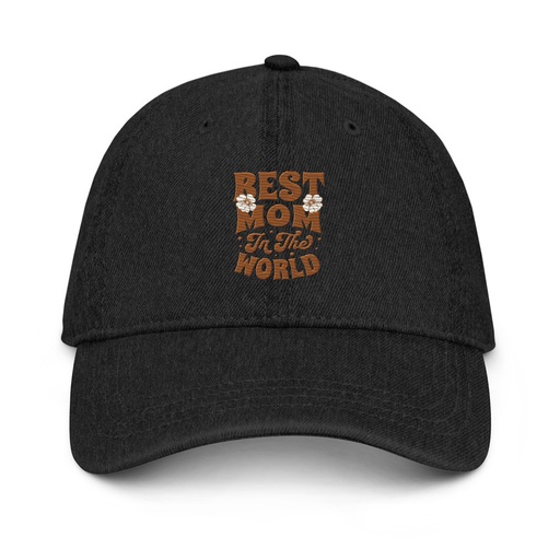 [ID: 463-G189] Best Mom in the World - Flowers Denim Hat