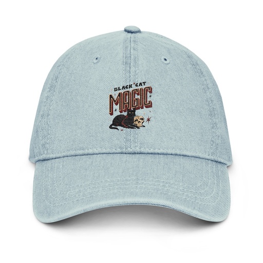 [ID: 463-G214] Black Cat Magic Denim Hat