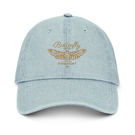 [ID: 463-G240] Blue Butterfly - Minimal Denim Hat