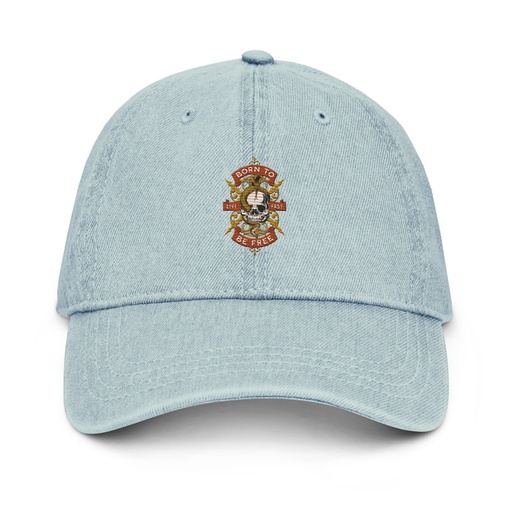 [ID: 463-G259] Born To Be Free - Skull Denim Hat