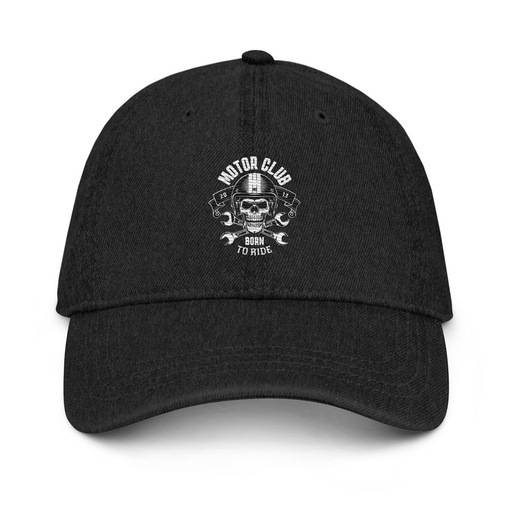 [ID: 463-G268] Born to Ride - Biker Club Skull  Denim Hat