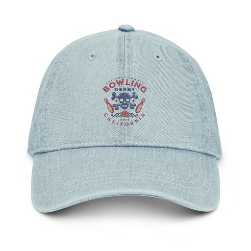 [ID: 463-G276] Bowling Derby Champs - Grunge Skull Denim Hat