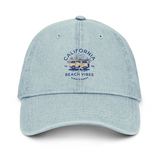 [ID: 463-G314] California Beach Vibes - Retro Camper Van Denim Hat