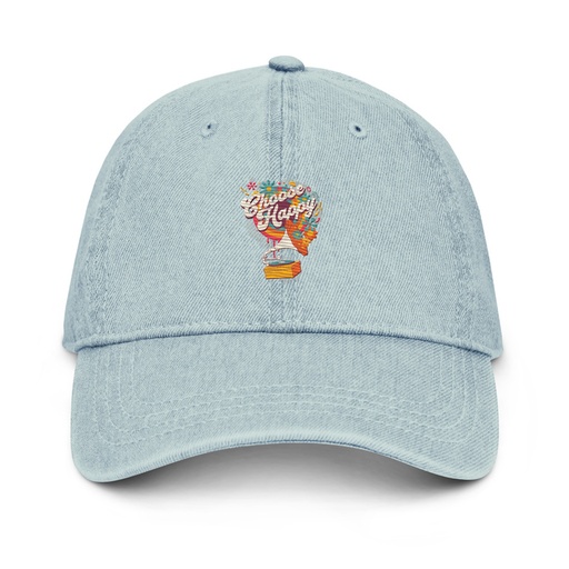 [ID: 463-G370] Choose Happy - Retro Music Denim Hat