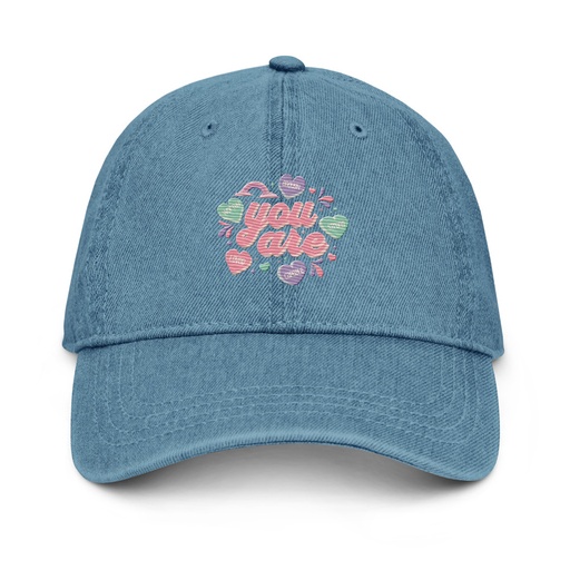 [ID: 463-G411] Colorful Self Love Affirmation - Heart Denim Hat