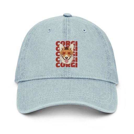 [ID: 463-G421] Corgi Loves - Cute Dog Denim Hat