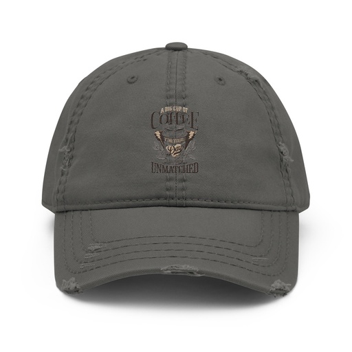 [ID: 396-G15] A Big Cup of Coffee Distressed Dad Hat