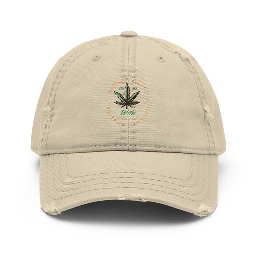 [ID: 396-G55] Always Happy - Cannabis Distressed Dad Hat