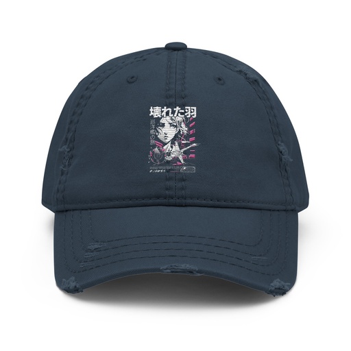 [ID: 396-G87] Anime Broken Wings - Neon Japanese Style Distressed Dad Hat