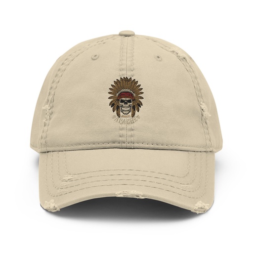 [ID: 396-G94] Apache Warriors - Indian Skull Distressed Dad Hat