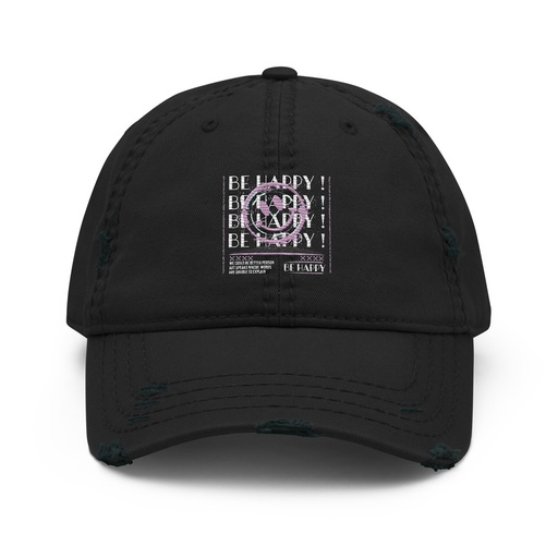 [ID: 396-G155] Be Happy ! Distressed Dad Hat