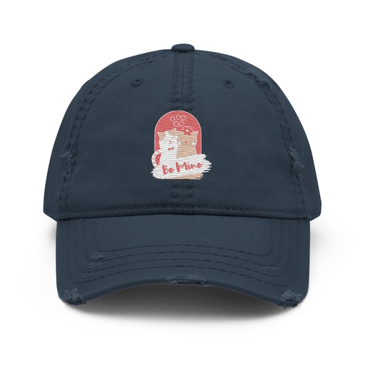 [ID: 396-G157] Be Mine - Cute Cat Couple Distressed Dad Hat
