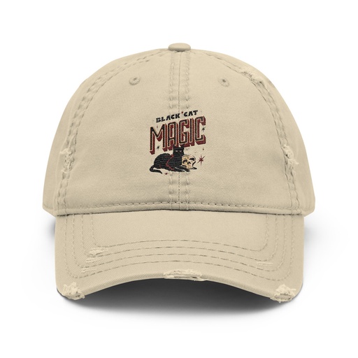 [ID: 396-G214] Black Cat Magic Distressed Dad Hat