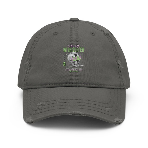 [ID: 396-G235] Blessing With Suffer Distressed Dad Hat