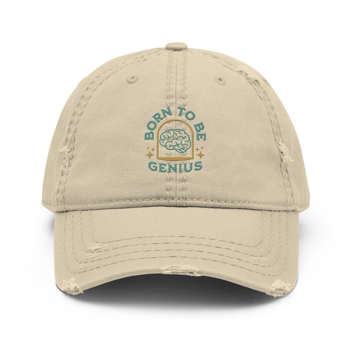 [ID: 396-G260] Born To Be Genius - Brain Distressed Dad Hat