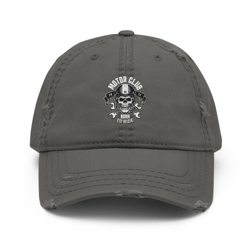[ID: 396-G268] Born to Ride - Biker Club Skull  Distressed Dad Hat