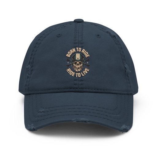 [ID: 396-G269] Born to Ride, Ride to Live Distressed Dad Hat