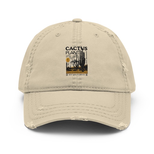 [ID: 396-G304] Cacus Plant - Desert Distressed Dad Hat