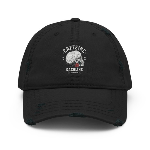 [ID: 396-G309] CAFFEINE GASOLINE Distressed Dad Hat