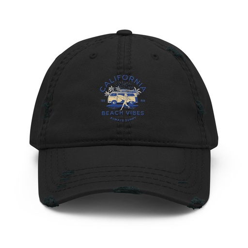 [ID: 396-G314] California Beach Vibes - Retro Camper Van Distressed Dad Hat