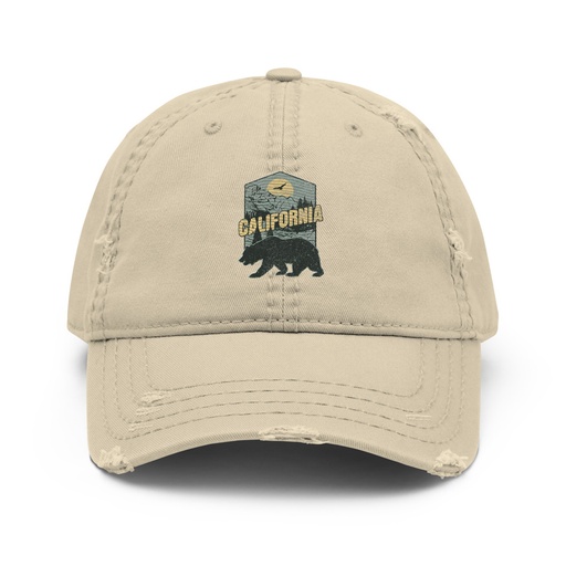 [ID: 396-G315] California Bear - Outdoors Wilderness Camping Hiking Distressed Dad Hat