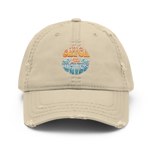 [ID: 396-G343] Catch the Waves - Beach Vibe Distressed Dad Hat