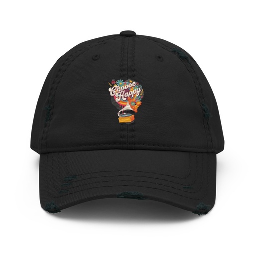 [ID: 396-G370] Choose Happy - Retro Music Distressed Dad Hat