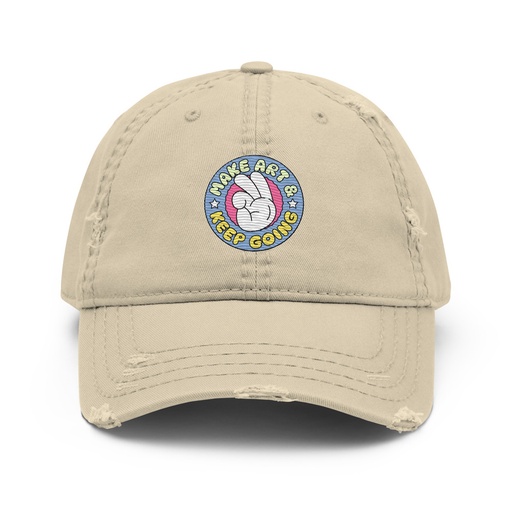 [ID: 396-G408] Colorful Fun Retro Style Badge Distressed Dad Hat