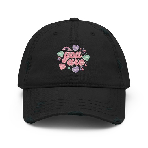 [ID: 396-G411] Colorful Self Love Affirmation - Heart Distressed Dad Hat