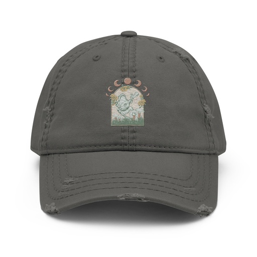 [ID: 396-G426] Cottagecore Frog Botanical Distressed Dad Hat
