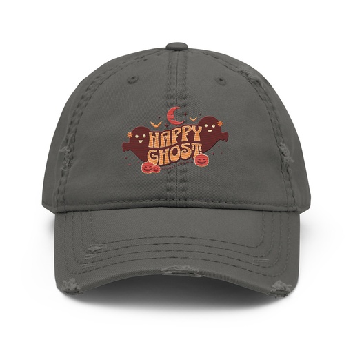 [ID: 396-G452] Cute Happy Ghost Distressed Dad Hat