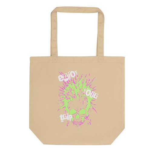 [ID: 367-G3] 'Enjoy Your Trip' Punk Skull Eco Tote Bag