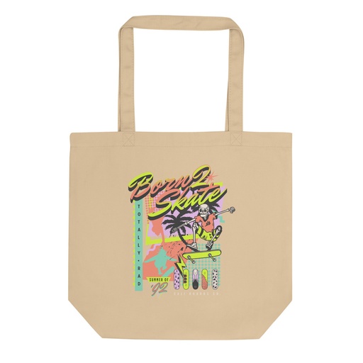 [ID: 367-G256] Born 2 Skate - Retro Skeleton Eco Tote Bag