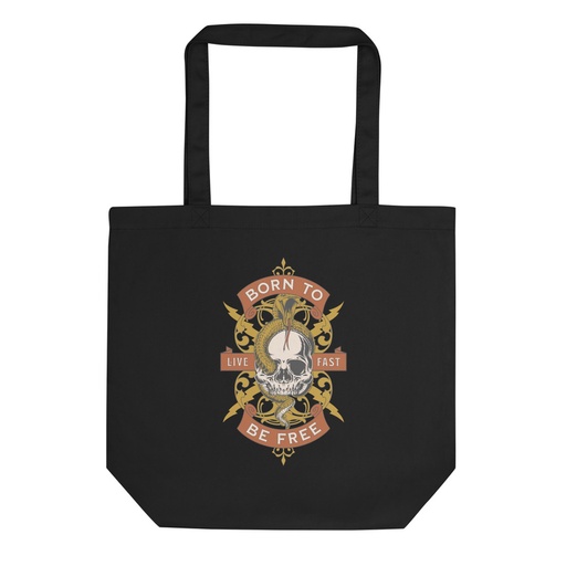 [ID: 367-G259] Born To Be Free - Skull Eco Tote Bag