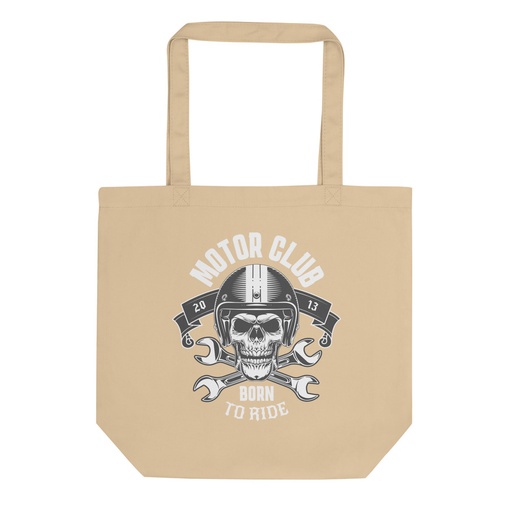 [ID: 367-G268] Born to Ride - Biker Club Skull  Eco Tote Bag