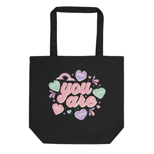 [ID: 367-G411] Colorful Self Love Affirmation - Heart Eco Tote Bag