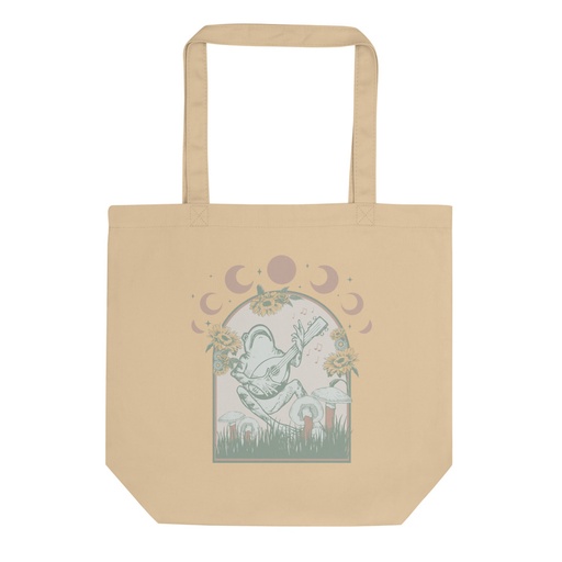 [ID: 367-G426] Cottagecore Frog Botanical Eco Tote Bag