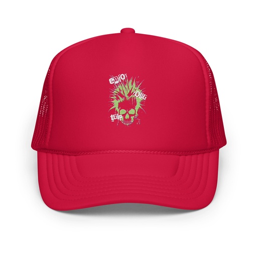 [ID: 627-G3] 'Enjoy Your Trip' Punk Skull Foam Trucker Hat