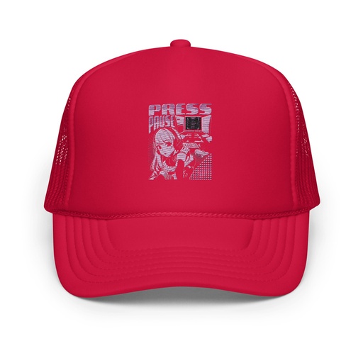 [ID: 627-G4] 'Press Pause' Anime Gaming Foam Trucker Hat