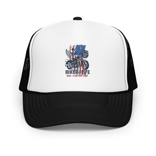 [ID: 627-G65] American Biker for Life Foam Trucker Hat